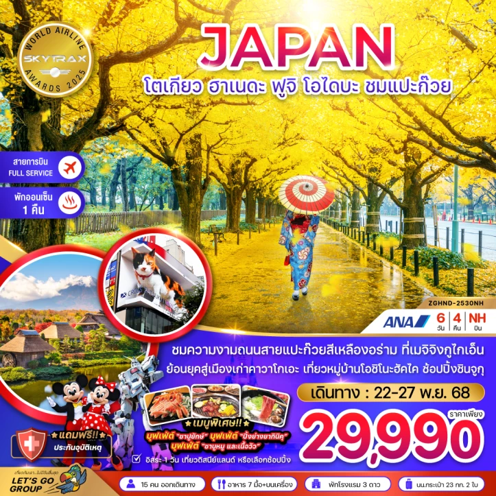 ทัวร์ ญี่ปุ่น ทัวร์ญี่ปุ่น ฮาเนดะ ฟูจิ โอไดบะ ชมแปะก๊วย (เที่ยวอิสระ1วัน) 6วัน 4คืน