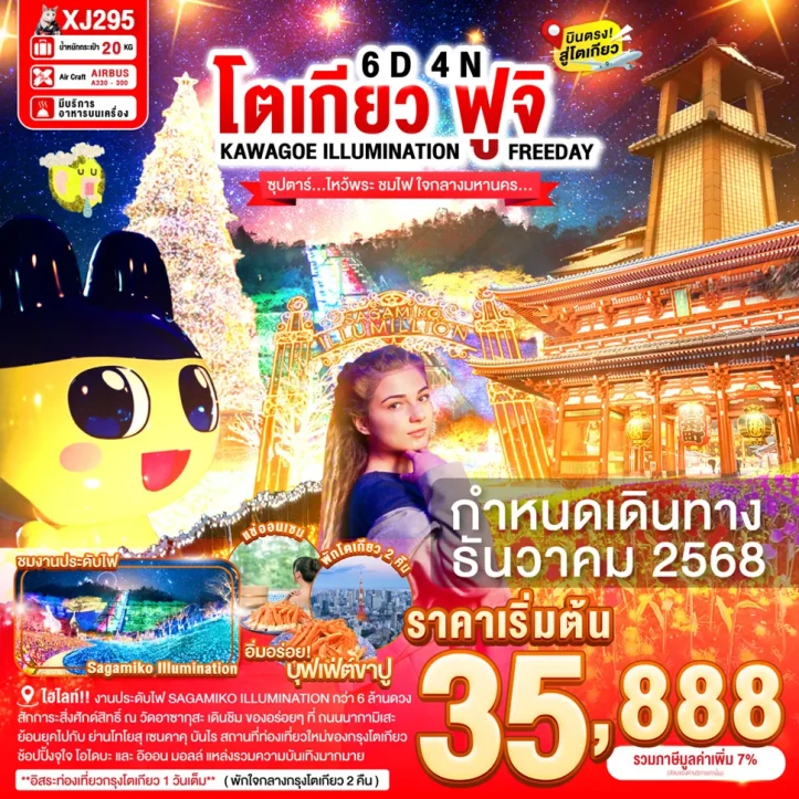 ทัวร์ ญี่ปุ่น ทัวร์ญี่ปุ่น โตเกียว คาวาโกเอะ ฟูจิ ILUMINATION มีฟรีเดย์ 6วัน 4คืน