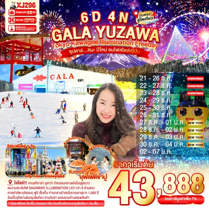 ทัวร์ญี่ปุ่น โตเกียว คาวาโกเอะ GALA YUZAWA ILLUMINATION มีฟรีเดย์ 6วัน 4คืน