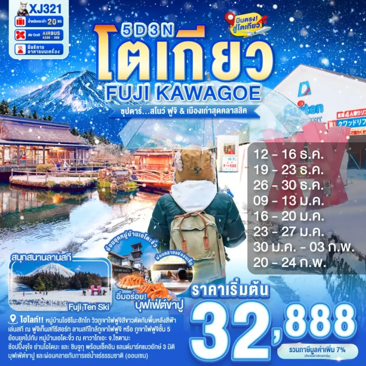 ทัวร์ญี่ปุ่น โตเกียว ฟูจิ KAWAGOE 5วัน 3คืน