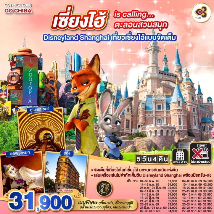 ทัวร์จีน เซี่ยงไฮ้ รวมบัตรสวนสนุก Disneyland Shanghai 5วัน 4คืน