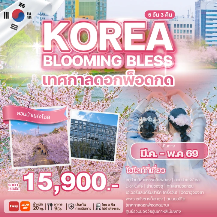 รูปแพ็กเกจทัวร์ ทัวร์เกาหลี เทศกาลดอกพ็อดกด Cherry Blossom สวนป่าแห่งโซล 5วัน 3คืน