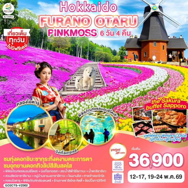 รูปแพ็กเกจทัวร์ ทัวร์ญี่ปุ่น ฮอกไกโด HOKKAIDO FURANO OTARU PINKMOSS 6วัน 4คืน