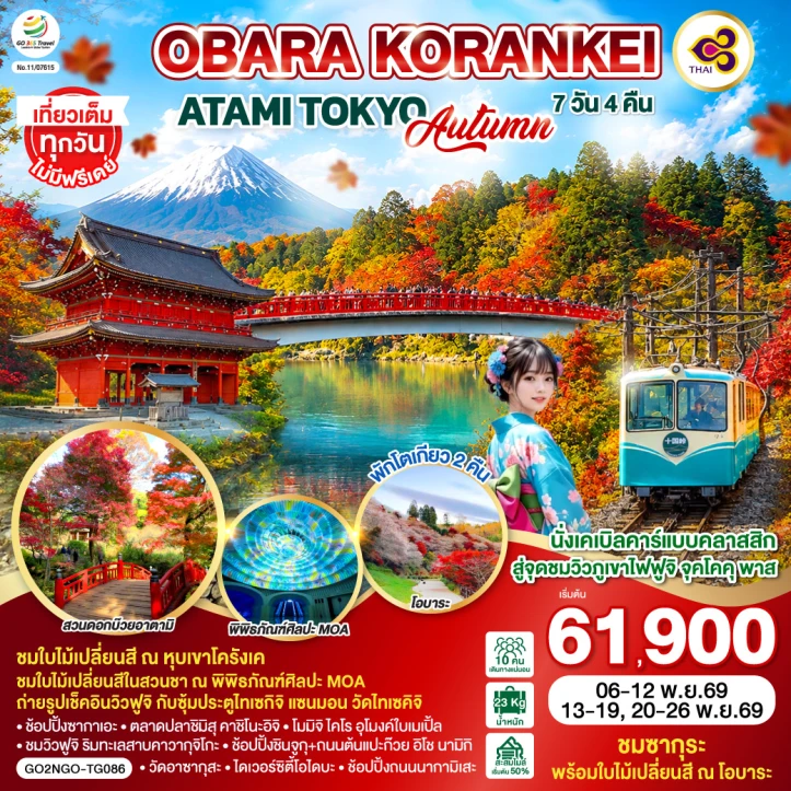 รูปแพ็กเกจทัวร์ ทัวร์ญี่ปุ่น OBARA KORANKEI ATAMI TOKYO AUTUMN 7วัน 4คืน
