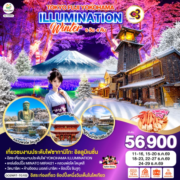 ทัวร์ญี่ปุ่น TOKYO FUJI YOKOHAMA ILLUMINATION WINTER 6วัน 4คืน