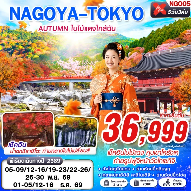 รูปแพ็กเกจทัวร์ ทัวร์ญี่ปุ่น นาโกย่า โตเกียว AUTUMN ใบไม้แดง (เที่ยวเต็ม) 5วัน 3คืน