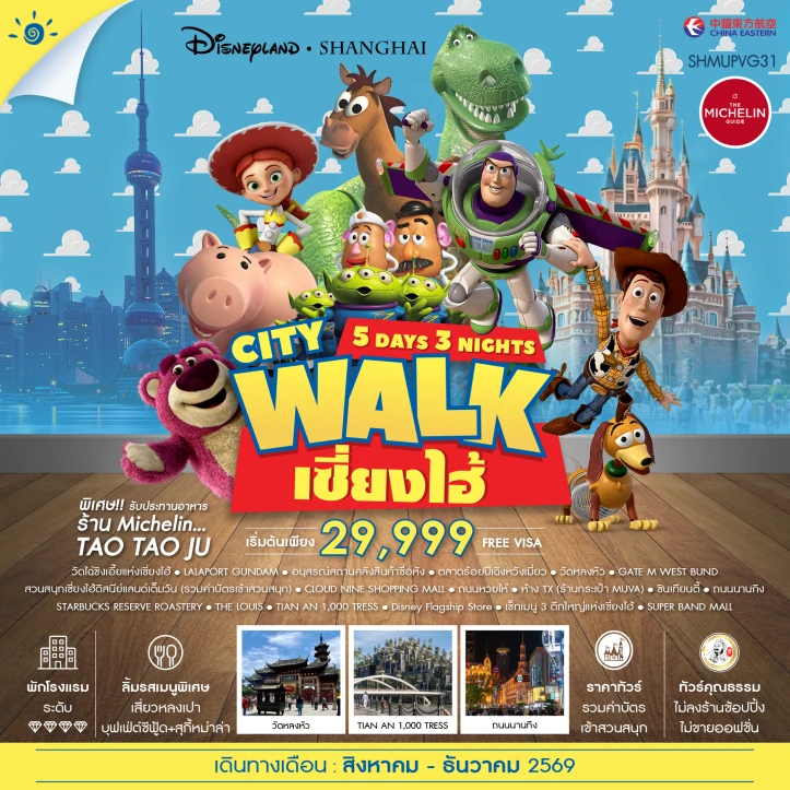 รูปแพ็กเกจทัวร์ ทัวร์จีน เซี่ยงไฮ้ City Walk รวมบัตรดิสนีย์แลนด์ 5วัน 3คืน