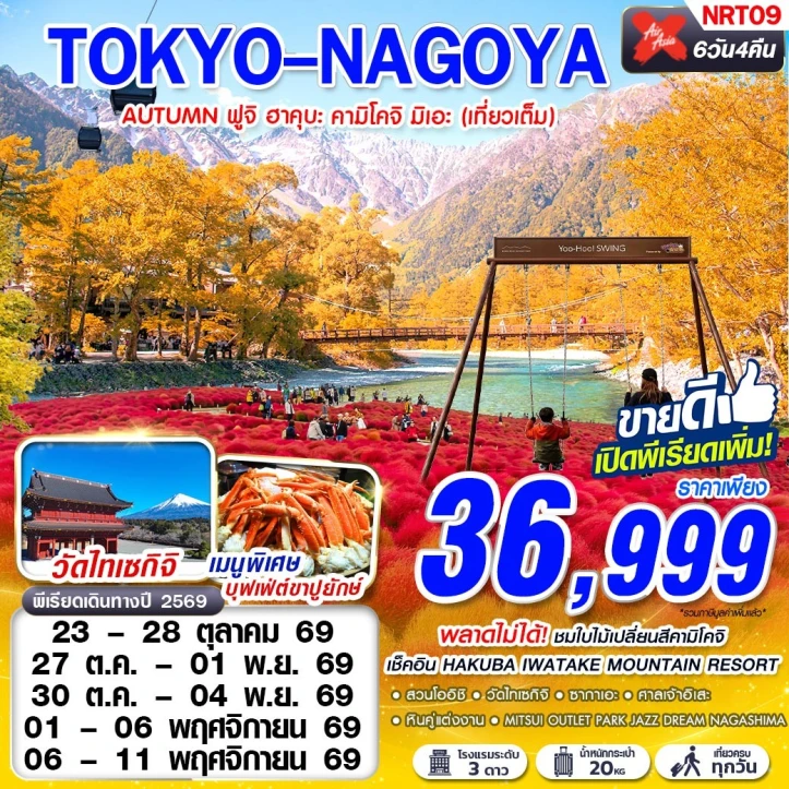 รูปแพ็กเกจทัวร์ ทัวร์ญี่ปุ่น TOKYO NAGOYA AUTUMN ฟูจิ ฮาคุบะ คามิโคจิ มิเอะ (เที่ยวเต็ม) 6วัน 4คืน