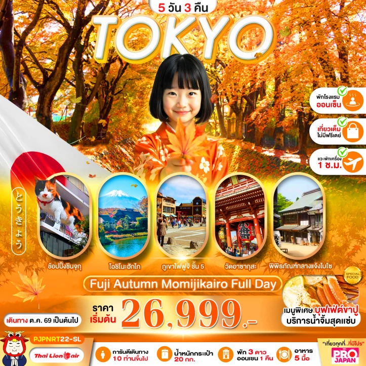 รูปแพ็กเกจทัวร์ ทัวร์ญี่ปุ่น TOKYO FUJI AUTUMN MOMIJIKAIRO 5วัน 3คืน