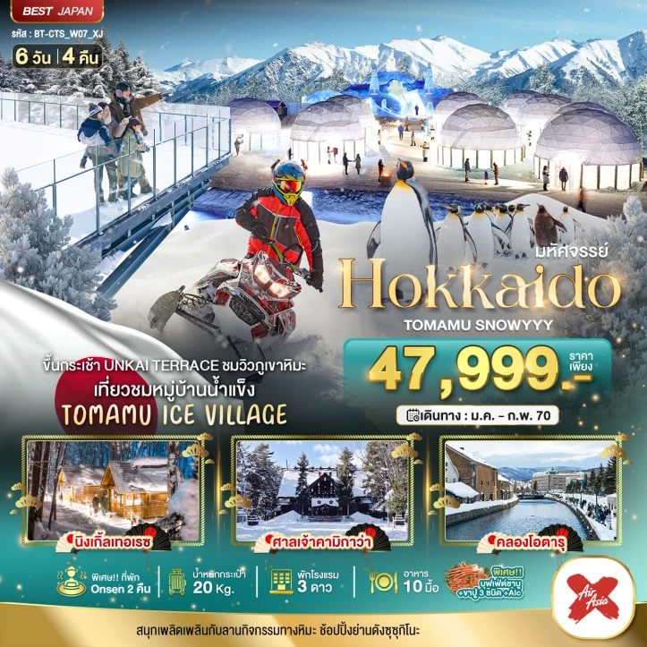 ทัวร์ญี่ปุ่น HOKKAIDO TOMAMU WINTER SNOW 6วัน 4คืน