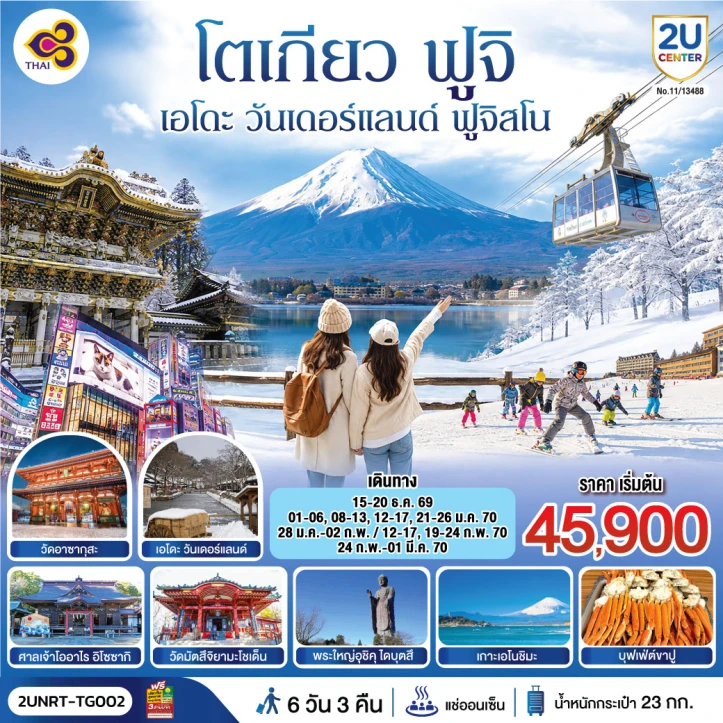 ทัวร์ญี่ปุ่น โตเกียว นิกโก้ เอโดะ วันเดอร์แลนด์ ฟูจิ SNOW 6วัน 3คืน