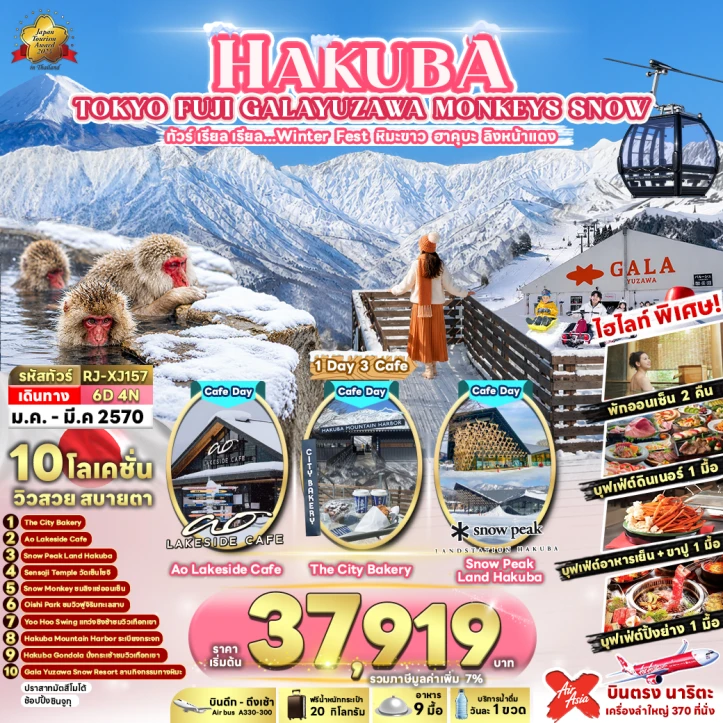 รูปแพ็กเกจทัวร์ ทัวร์ญี่ปุ่น HAKUBA TOKYO FUJI GALA YUZAWA MONKEYS SNOW 6วัน 4คืน