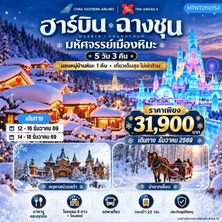 รูปแพ็กเกจทัวร์ ทัวร์จีน เมืองฮาร์บิน Winter Snow Town ฉางชุน ไม่ลงร้าน 5วัน 3คืน