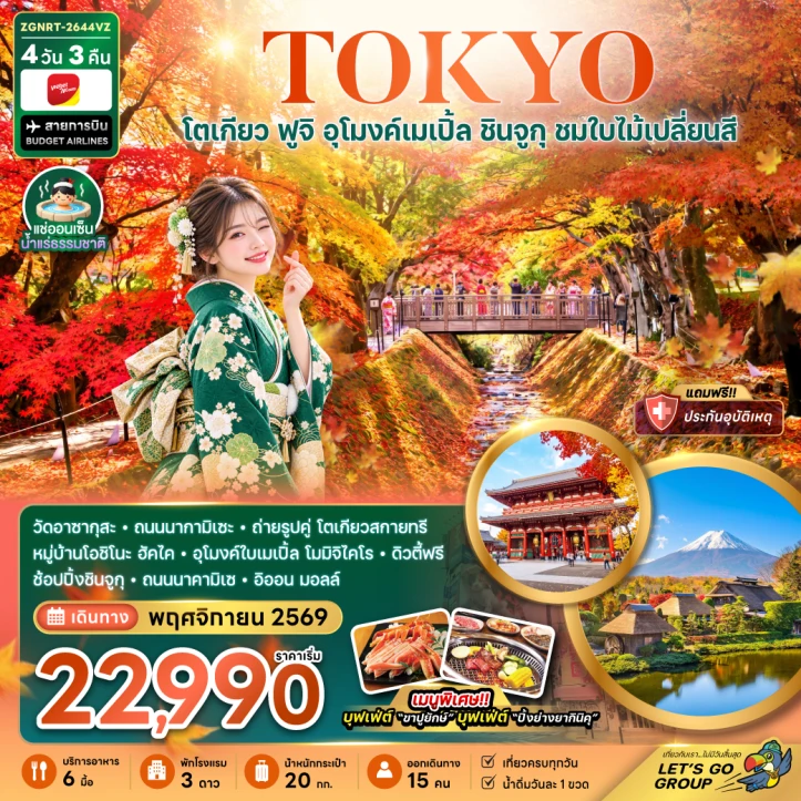 รูปแพ็กเกจทัวร์ ทัวร์ญี่ปุ่น โตเกียว ฟูจิ อุโมงค์เมเปิ้ล ชินจูกุ AUTUMN 4วัน 3คืน